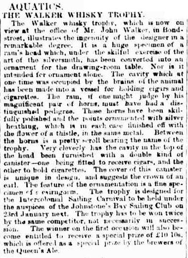 A bonnie description of the trophy in Sydney Morning Herald, 19 December 1896. Source: Trove, National Library of Australia. 