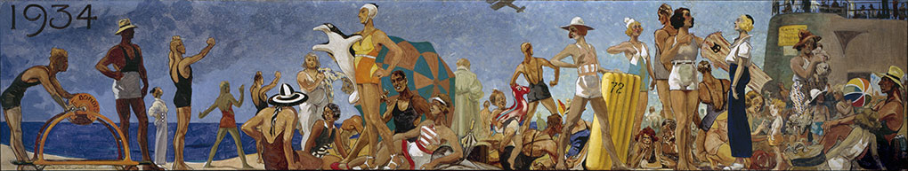 Bathers and Lifesavers on Bondi Beach, Henry Souter, 1934. ANMM Collection 00055529.
