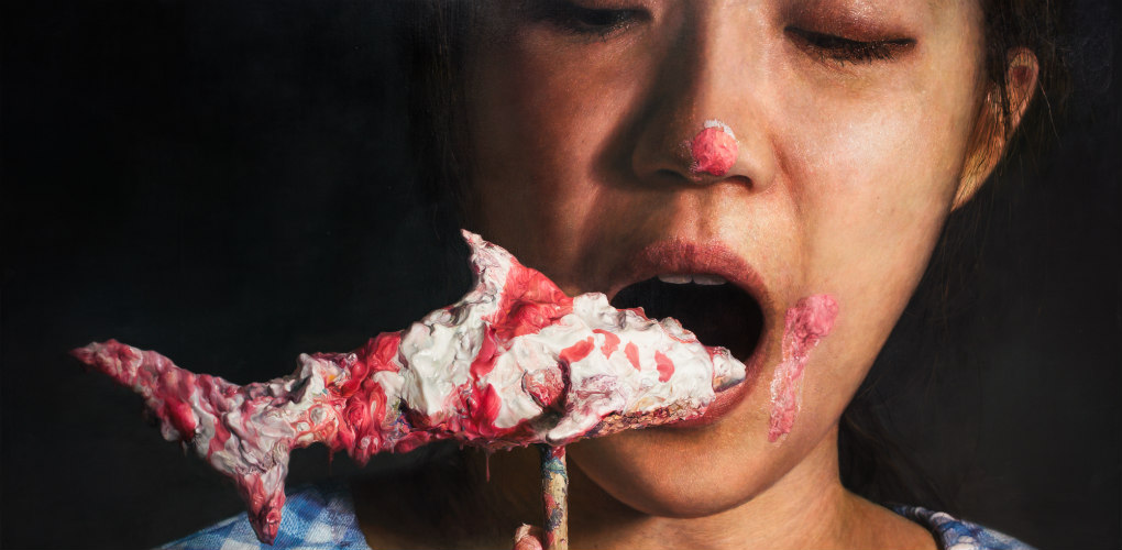 HOU CHUNGYING - This is Not Food, Nor is this a Dessert, 194 × 291 cm, Oil on canvas, wooden board, 2015
