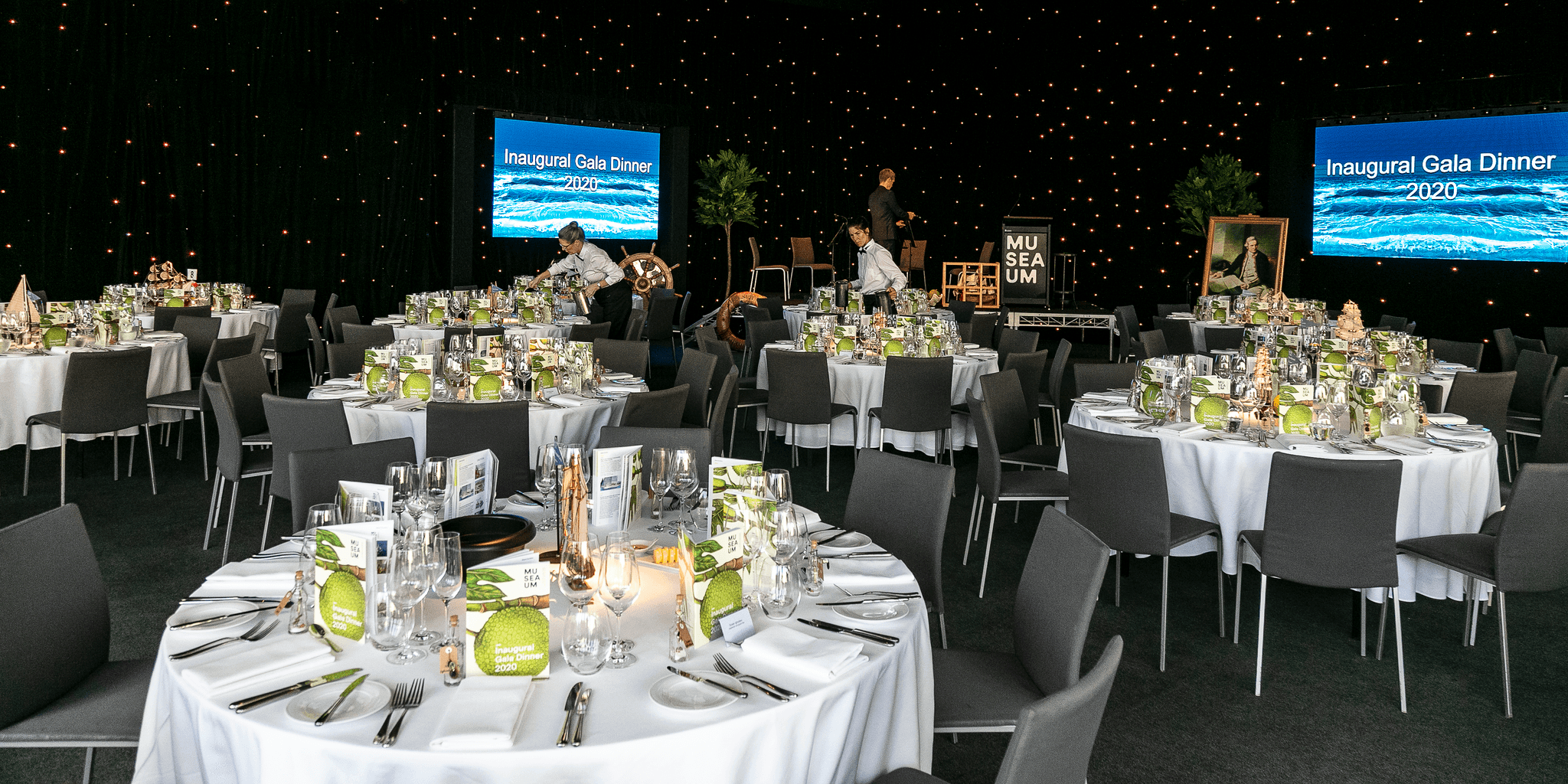 Tables set for the function in the Lighthouse Gallery.