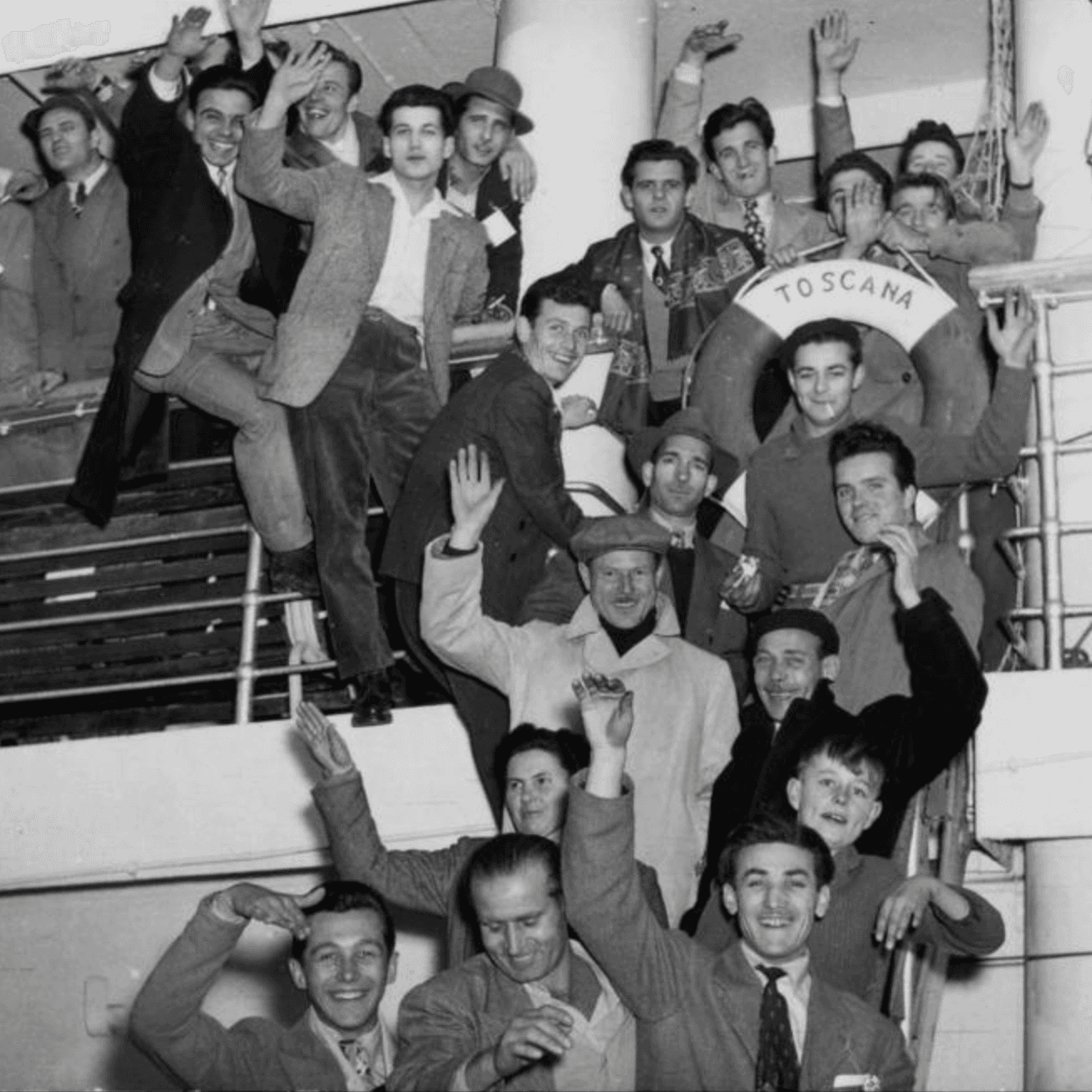 A group of migrants on a ship