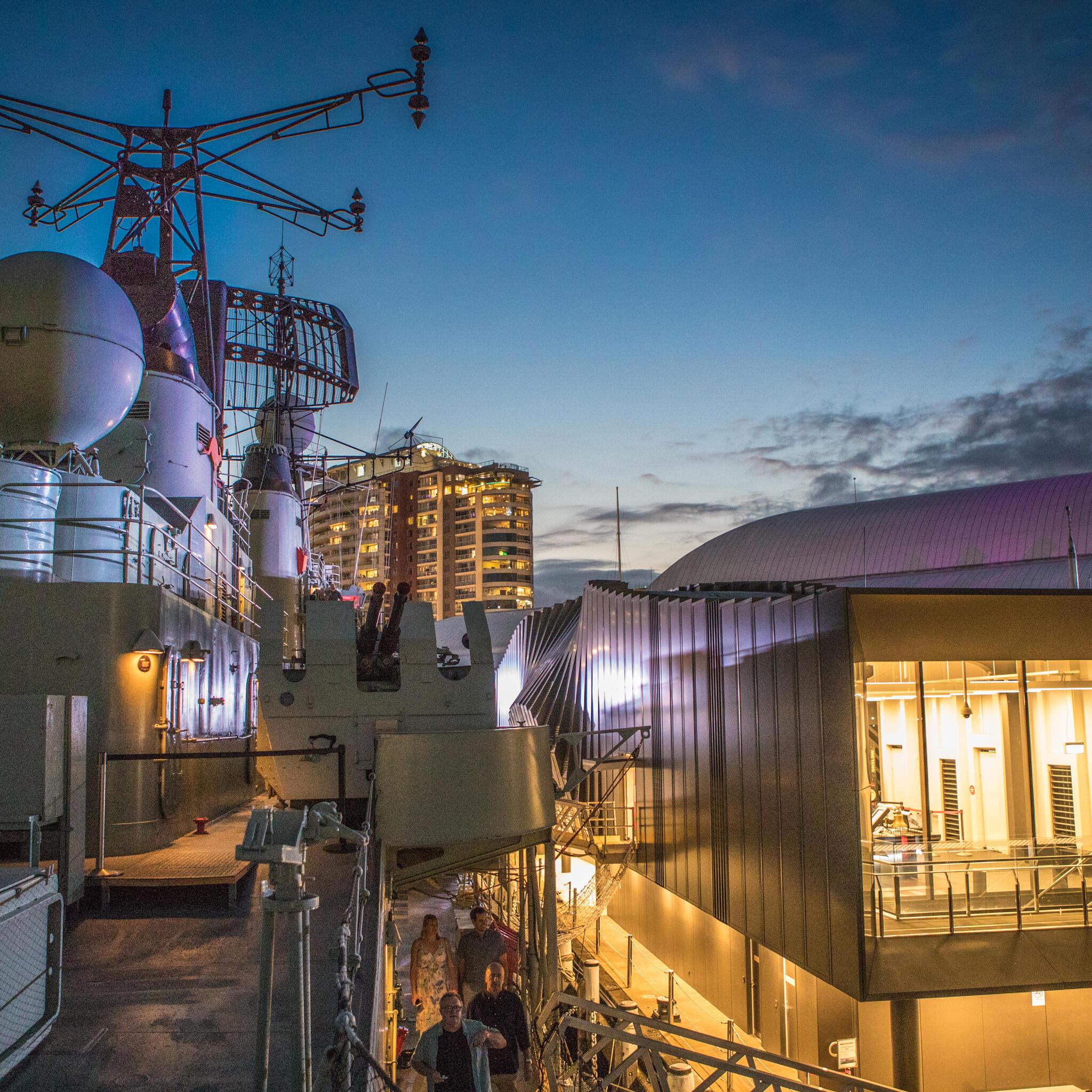 HMAS VAMPIRE and Action Stations at night.