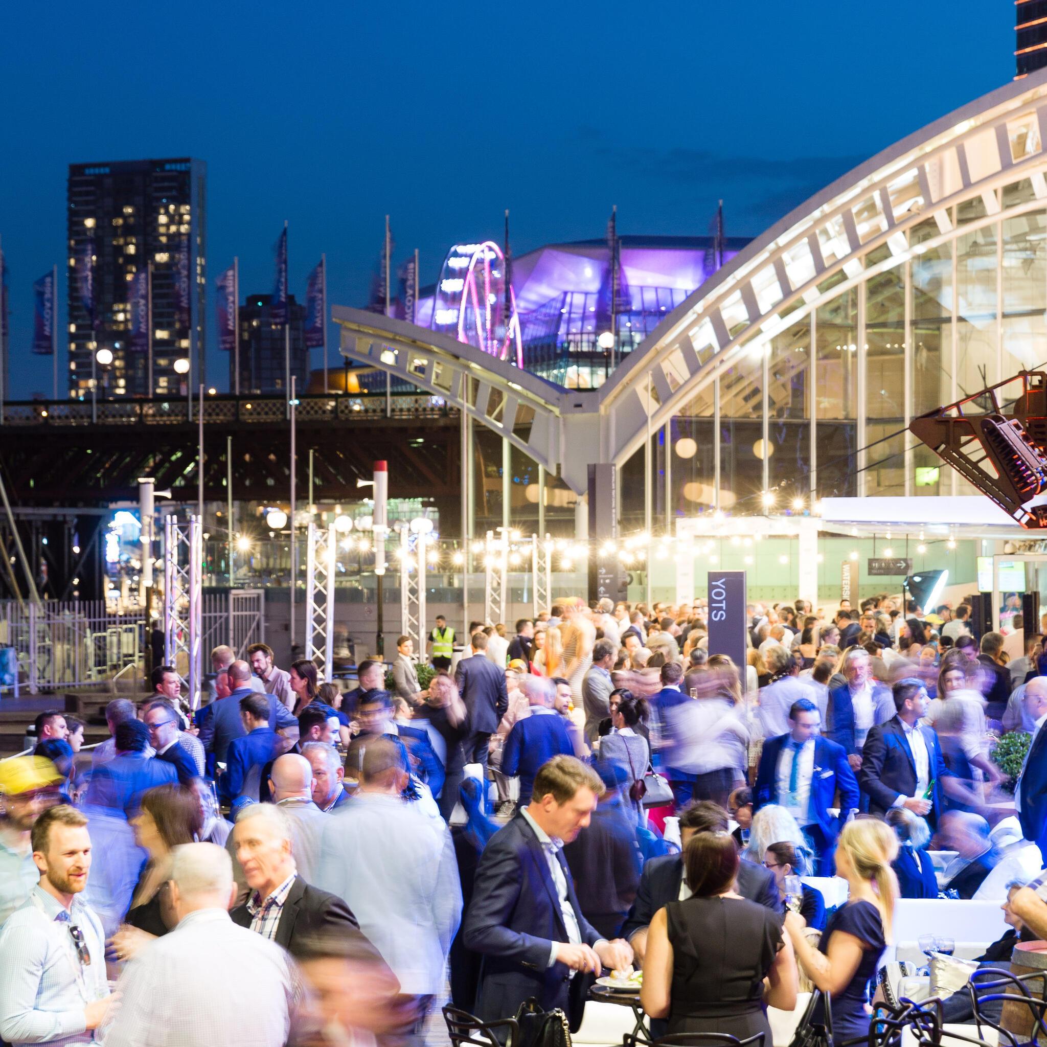 The museum precinct filled with crowds during a corporate event