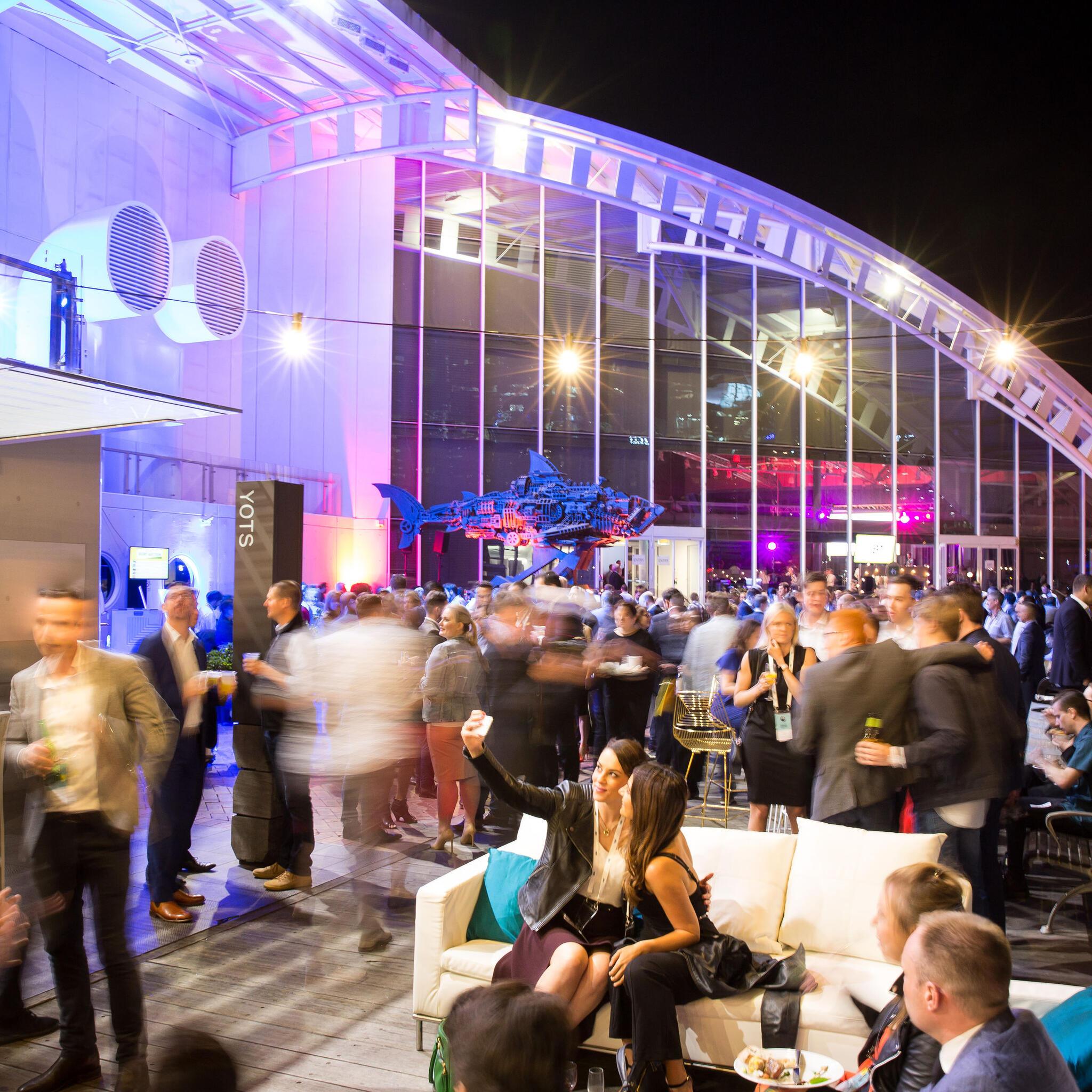 The museum precinct filled with crowds during a corporate event