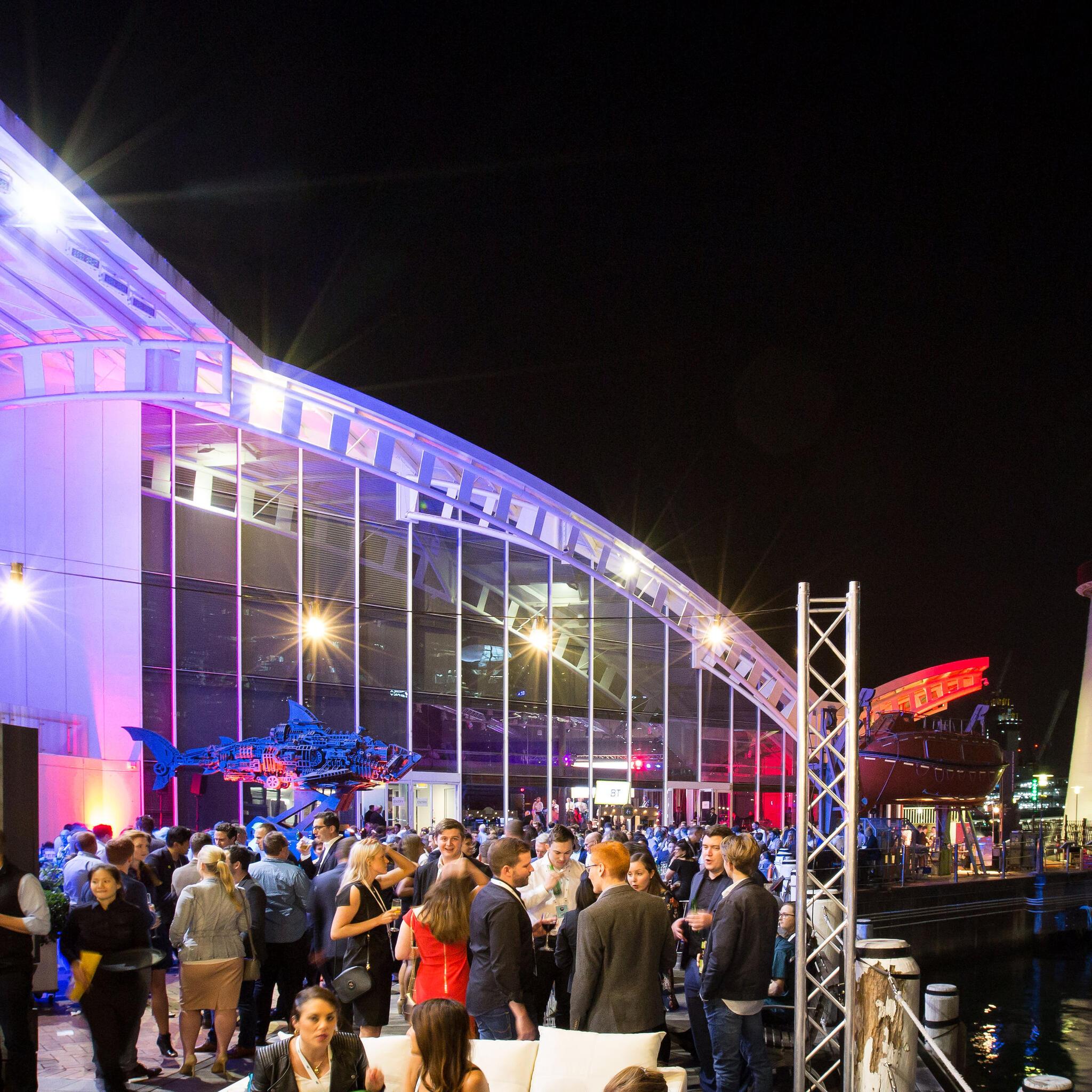 The museum precinct filled with crowds during a corporate event