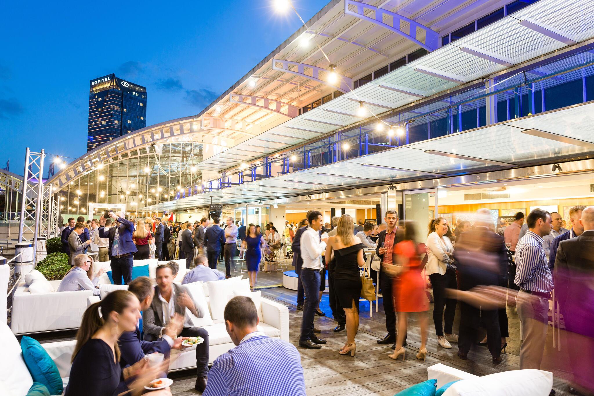 The museum precinct filled with crowds during a corporate event