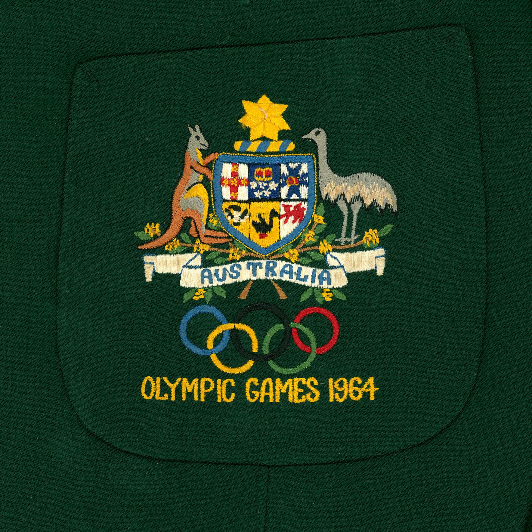 Green Australian Olympic team blazer worn by Bill Northam at the 1964 Tokyo Olympics