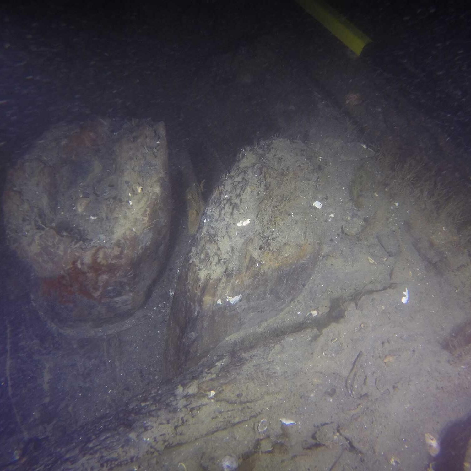 RI 2394’s surviving starboard bilge pump shaft and surrounding pump well. 