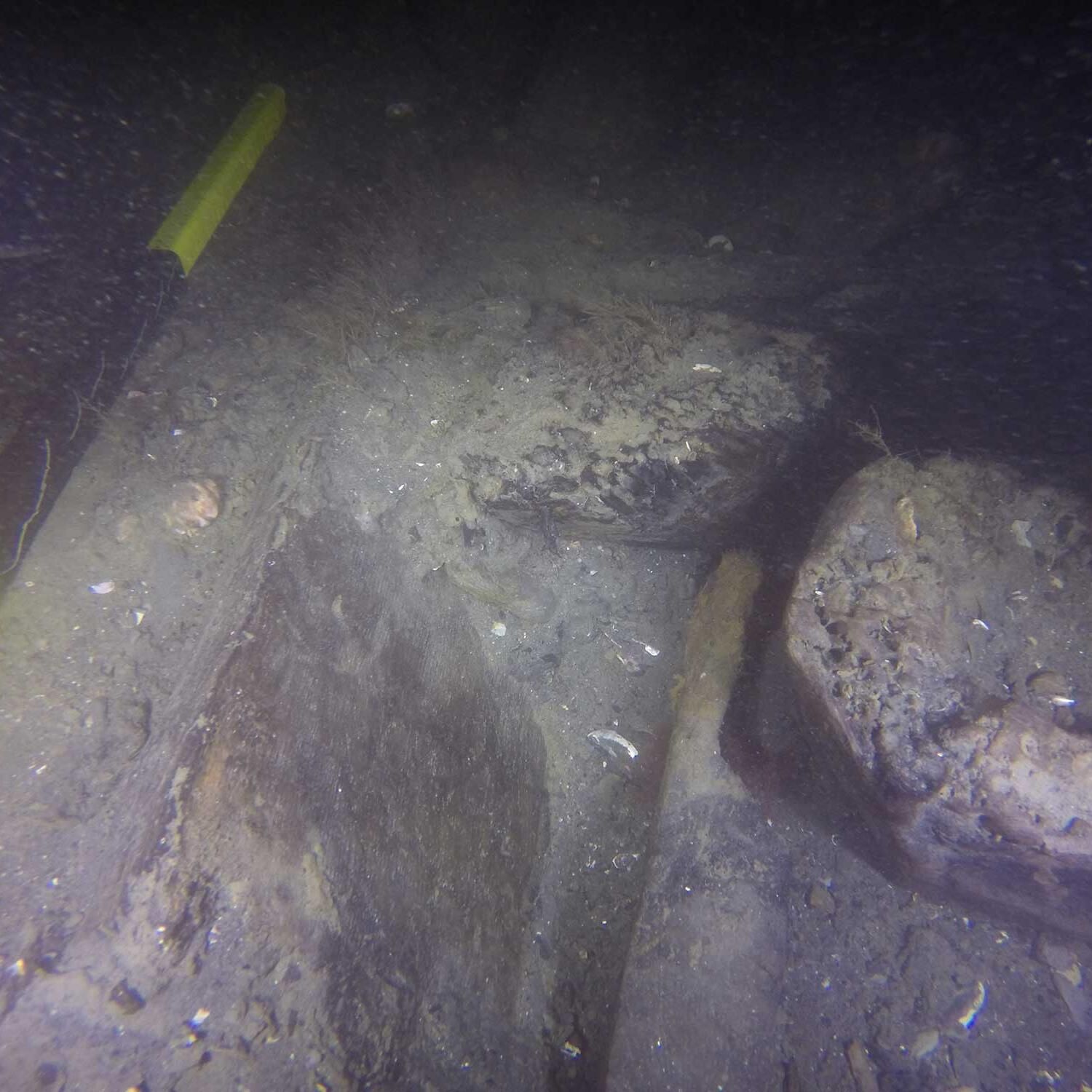 RI 2394’s surviving starboard bilge pump shaft and surrounding pump well. 