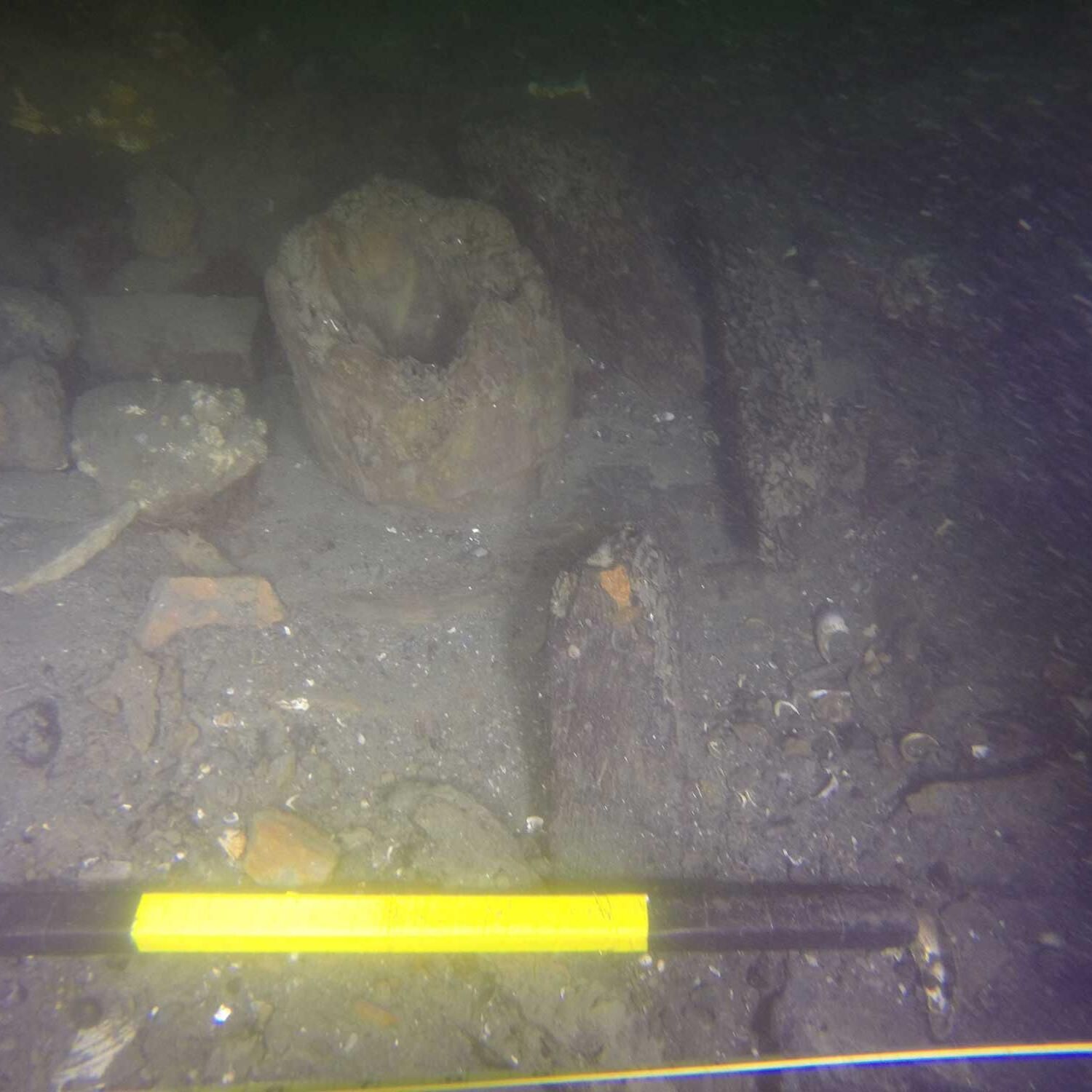 RI 2394’s surviving starboard bilge pump shaft and surrounding pump well. 